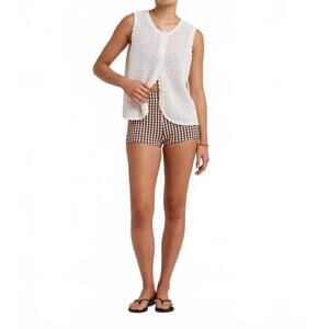 NEW PEONY pointelle scoop neck vest in seashell